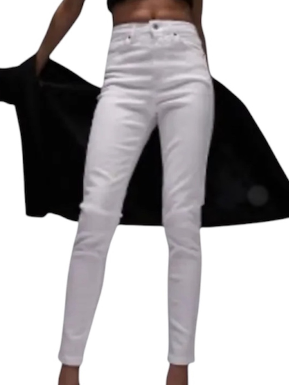 TOPSHOP Moto Jamie White Skinny Jeans High Rise Size 25 Stretch Ankle